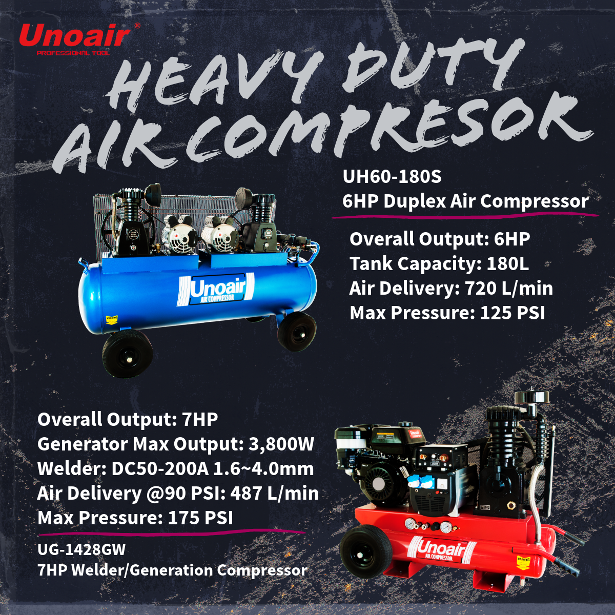 Unoair Duplux air compressor Welder generator